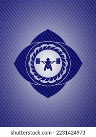 icono de escudo profundo dentro del fondo del denim. 