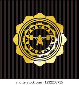 deep squat icon inside gold badge