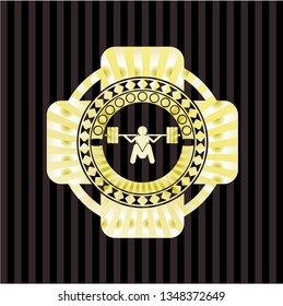 deep squat icon inside gold shiny emblem
