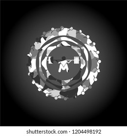 deep squat icon inside grey camo texture