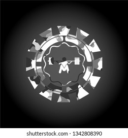 deep squat icon inside grey camouflaged emblem
