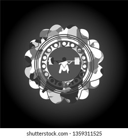 deep squat icon inside grey camouflage texture