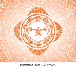 icono del escudo profundo dentro del emblema del mosaico naranja