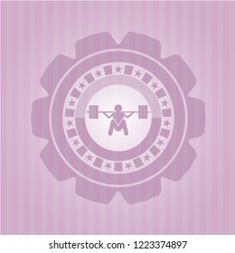 deep squat icon inside pink icon or emblem