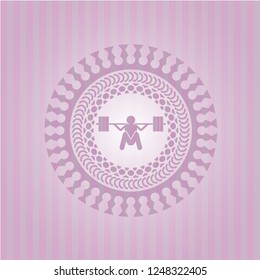 deep squat icon inside pink emblem