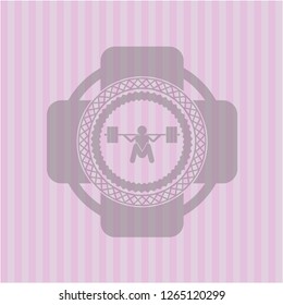 deep squat icon inside pink emblem