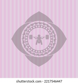 Deep Squat Icon Inside Pink Emblem. Vintage. Detailed Design. 