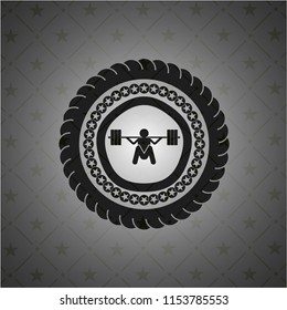 deep squat icon inside realistic black emblem