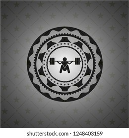 deep squat icon inside realistic black emblem