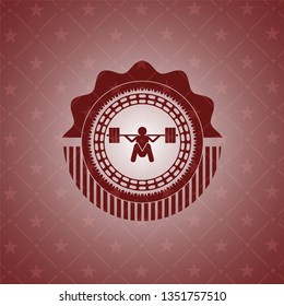 deep squat icon inside realistic red emblem