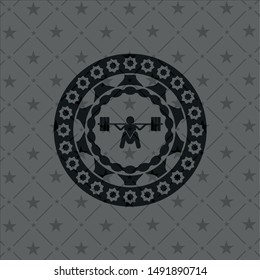 deep squat icon inside realistic dark emblem