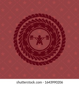 Icono de escudo profundo dentro de un emblema rojo realista