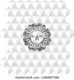 icono de cuclillas profundas dentro de un emblema gris realista con fondo blanco cubo