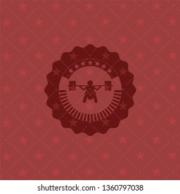 deep squat icon inside red emblem. Vintage.