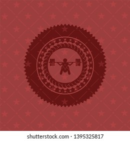 deep squat icon inside red emblem. Retro