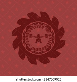 Deep Squat Icon Inside Red Emblem. Vintage.. 