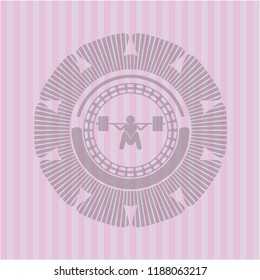 deep squat icon inside retro style pink emblem