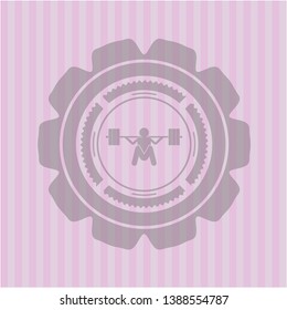 deep squat icon inside retro style pink emblem