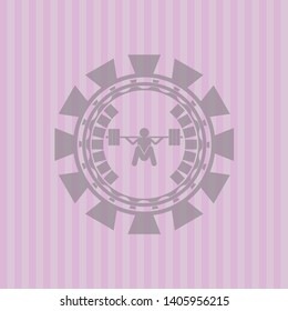 deep squat icon inside retro pink emblem