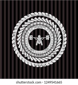 deep squat icon inside silver badge or emblem