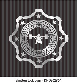 deep squat icon inside silver badge