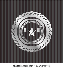 deep squat icon inside silver badge