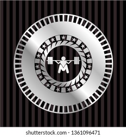 deep squat icon inside silver emblem