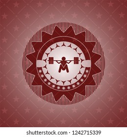 deep squat icon inside vintage red emblem