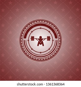 deep squat icon inside vintage red emblem