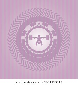 deep squat icon inside vintage pink emblem