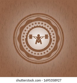 deep squat icon inside vintage wooden emblem