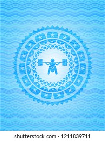 deep squat icon inside water emblem background.