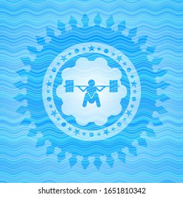 Deep Squat Icon Inside Water Representation Emblem Background.