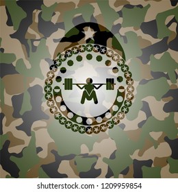 deep squat icon on camo pattern
