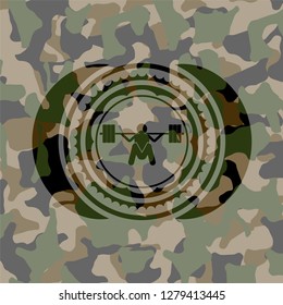 deep squat icon on camo pattern
