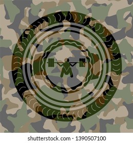 deep squat icon on camouflaged texture