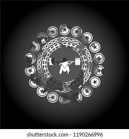 deep squat icon on grey camo pattern