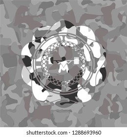 deep squat icon on grey camouflaged texture