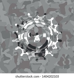 deep squat icon on grey camo texture