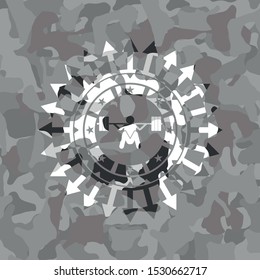deep squat icon on grey camo pattern
