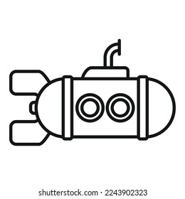 Vector de contorno de icono submarino profundo. Barco marino. Marítimo lindo