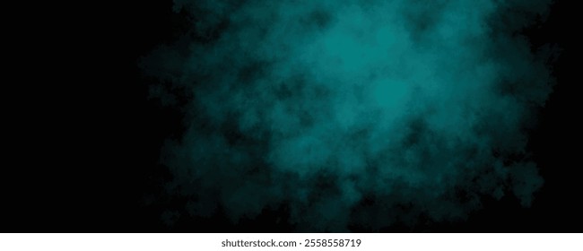 Deep Teal Smoke and Haze Clouds Intertwining to Form an Enigmatic and Beautiful Abstract Background for Designs
