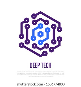 Deep Tech Logo. Thin Line Icon. Artificial Intelligence, Deep Learning. Vector Illustration.