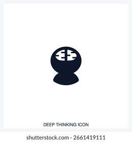 Deep Thinking Icon solid vector icon with a bold, minimal design. Suitable for presentations, websites, apps, infographics, and various digital or print projects.