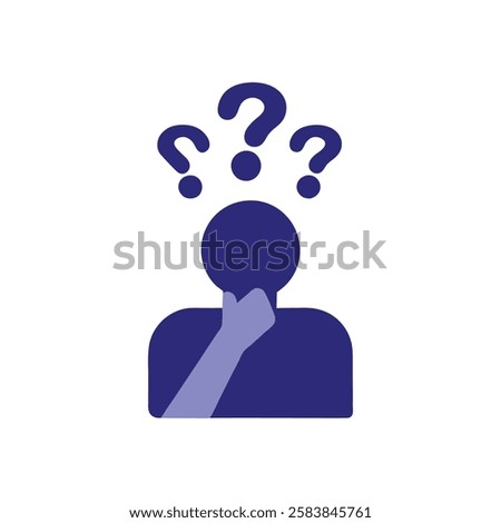 Deep Thought Person with Floating Question Marks