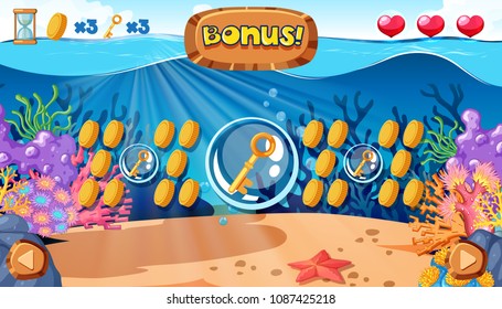 Deep Underwater Bonus Game Template illustration