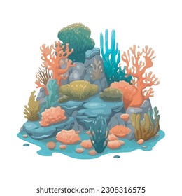 Deep underwater reef a colorful aquatic scene isolated