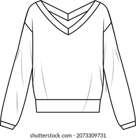 Deep V Neck Sweatshirt, Feminine Sweatshirt