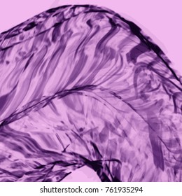 deep violet abstract watercolor pattern in shape of curved jet of water close up, vector illustration