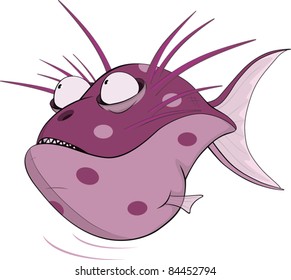 Deep water fish.Fish a hedgehog. Cartoon
